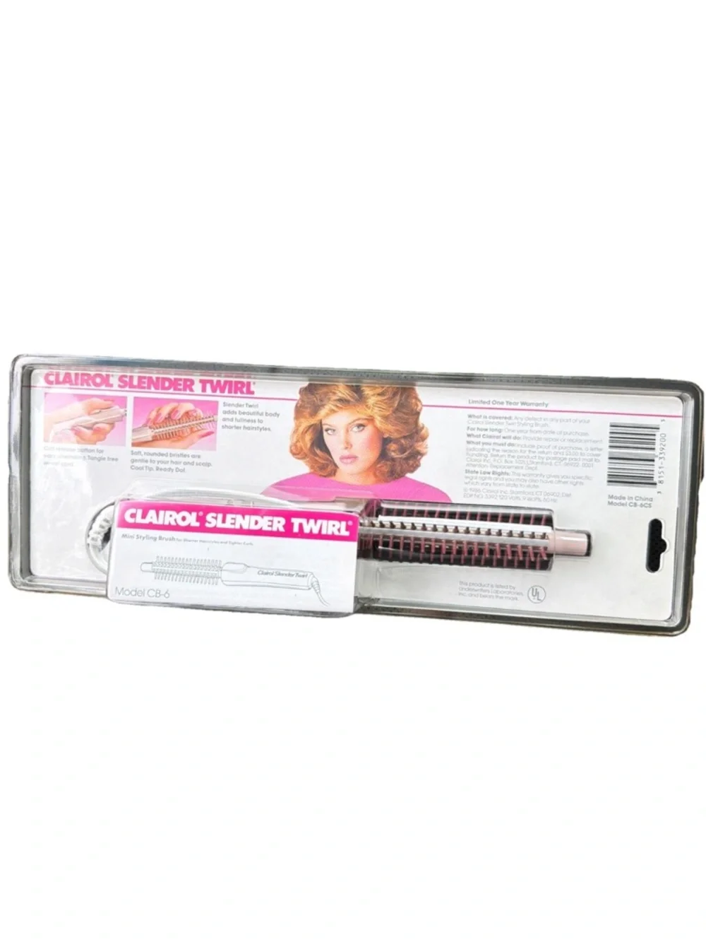 Vintage CLAIROL Slender Twirl CB-6 Curling Iron Brush (80s) New In Box